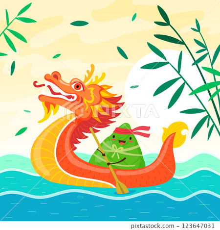 Flat illustration for chinese dragon boat festival celebration Flat illustration for chinese dragon boat festival celebration 123647031