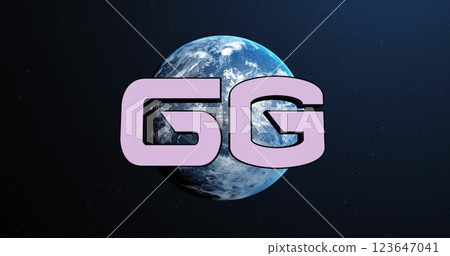 Image of 6g text over globe on dark background 123647041