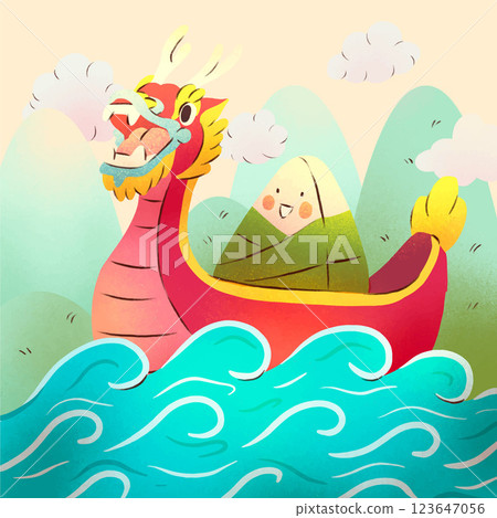 Watercolor illustration for islamic chinese dragon boat festival celebration Watercolor illustration for islamic chinese dragon boat festival celebration 123647056