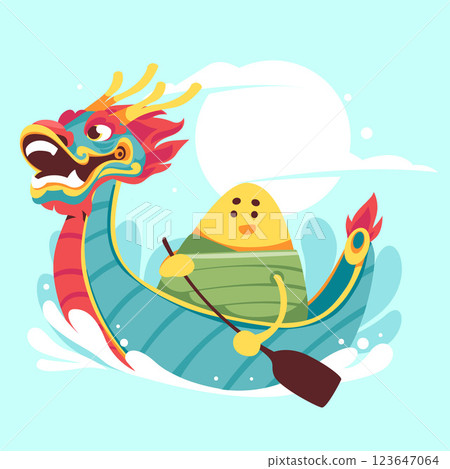 Flat illustration for chinese dragon boat festival celebration Flat illustration for chinese dragon boat festival celebration 123647064