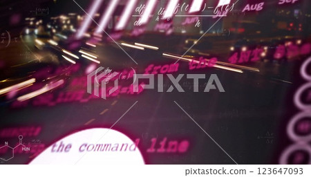 Image of financial data processing over cityscape Image of financial data processing over cityscape 123647093