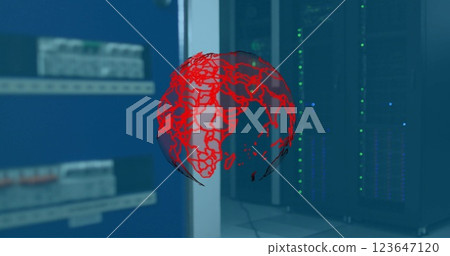 Image of globe and data processing over computer servers Image of globe and data processing over computer servers 123647120