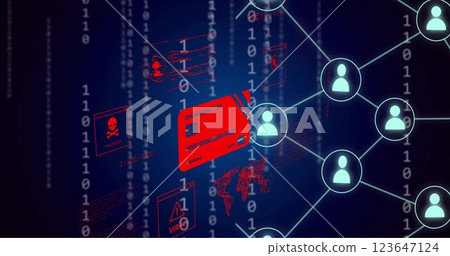 Image of credit cards, binary coding and data processing over dark background Image of credit cards, binary coding and data processing over dark background 123647124