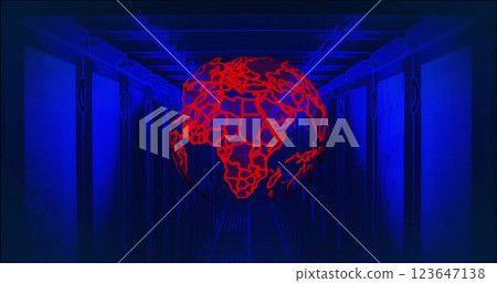Image of globe and data processing over computer servers Image of globe and data processing over computer servers 123647138