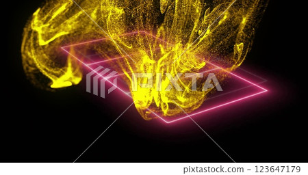Image of red and purple particle network over pink neon basketball court on black background Image of red and purple particle network over pink neon basketball court on black background 123647179