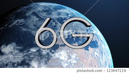 Image of 6g text over globe on dark background Image of 6g text over globe on dark background 123647219