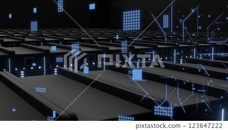 Image of circuit board and digital data processing over computer servers 123647222