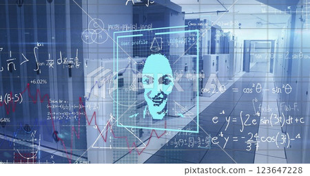Image of biometric photo and digital data processing over computer servers 123647228