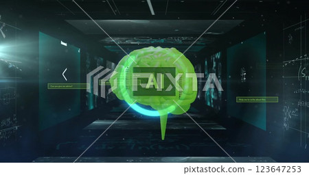 Image of ai text, human brain and data processing Image of ai text, human brain and data processing 123647253