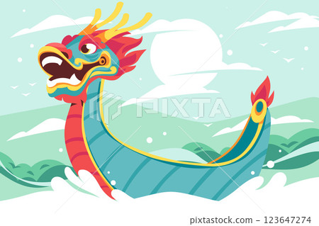 Flat background for chinese dragon boat festival celebration Flat background for chinese dragon boat festival celebration 123647274