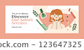 Hand drawn beauty salon  template design 123647325