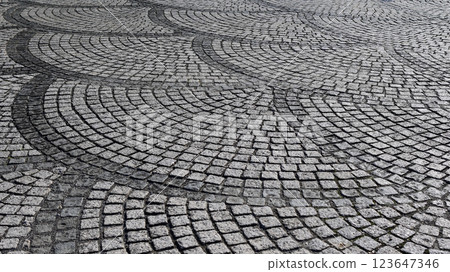 圓形路面石材路面 123647346