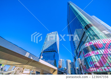 Tokyo cityscape in Japan, NTT Docomo Yoyogi Building, Shibuya Station West Exit, buildings... Shibuya Sakura Stage... Shibuya Acqua Tokyo cityscape in Japan, NTT Docomo Yoyogi Building, Shibuya Station West Exit, buildings... Shibuya Sakura Stage... Shibuya Acqua 123647356