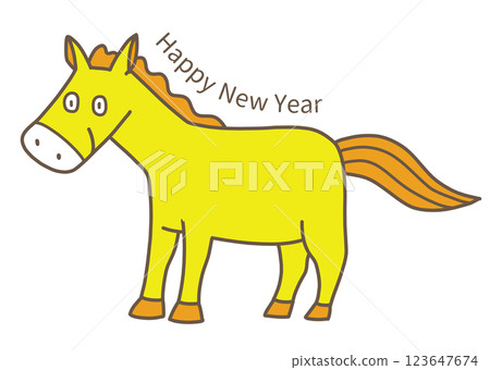 帶有馬年生肖的新年賀卡，並附有文字 123647674