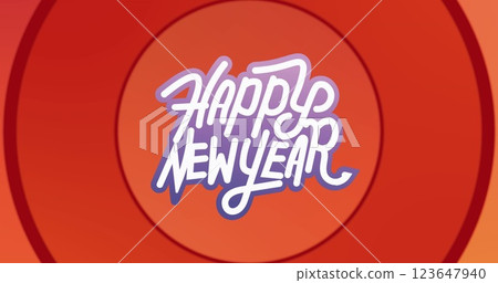 Image of happy new year text over red circles 123647940
