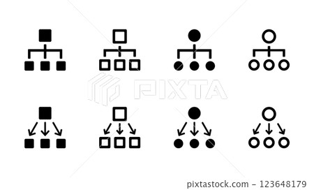 Icon illustration set of organizational chart and hierarchical structure images Icon illustration set of organizational chart and hierarchical structure images 123648179