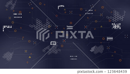 Image of financial data processing over dark background Image of financial data processing over dark background 123648439