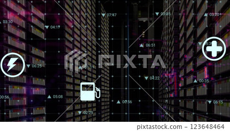 Image of digital data processing over computer servers Image of digital data processing over computer servers 123648464