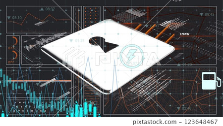 Image of digital data processing with padlock icon over computer servers Image of digital data processing with padlock icon over computer servers 123648467
