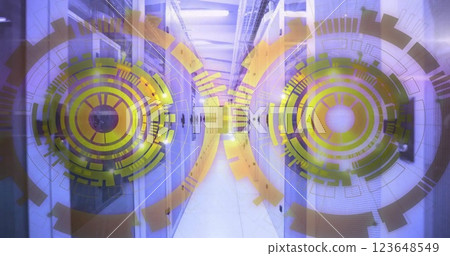 Image of scopes with data processing over computer servers Image of scopes with data processing over computer servers 123648549
