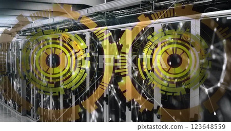 Image of scopes with data processing over computer servers Image of scopes with data processing over computer servers 123648559