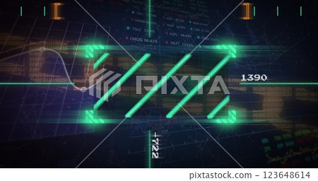 Image of numbers and data processing over chain Image of numbers and data processing over chain 123648614