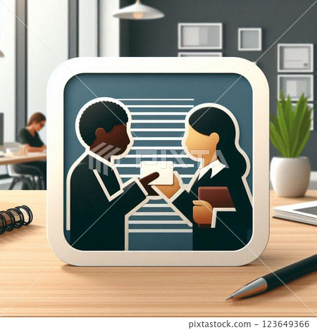 Exchanging business cards - business scene 123649366