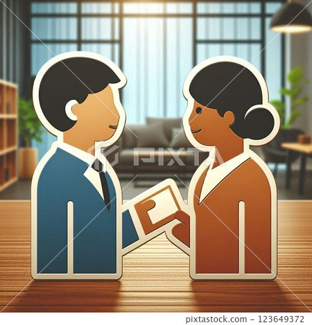 Exchanging business cards - business scene 123649372