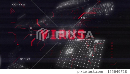 Image of binary coding and digital data processing over virus text 123649718