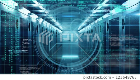 Image of folder icon and digital data processing over computer servers 123649765
