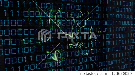 Image of binary coding data processing over computer servers 123650030