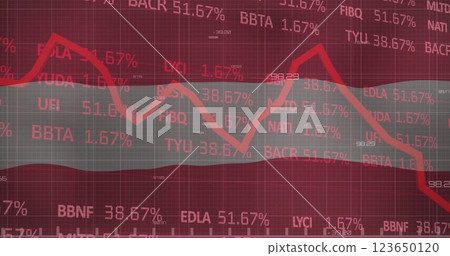 Image of financial data processing over flag of austria Image of financial data processing over flag of austria 123650120