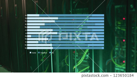 Image of data processing over server room Image of data processing over server room 123650184
