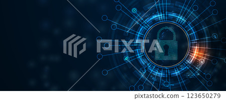 Lock is a sign of cyber security industry 123650279