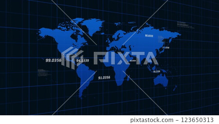 Image of data processing over world map Image of data processing over world map 123650313