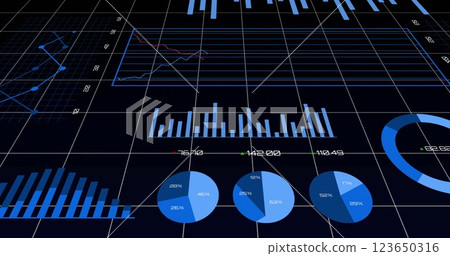 Image of financial data processing over dark background 123650316