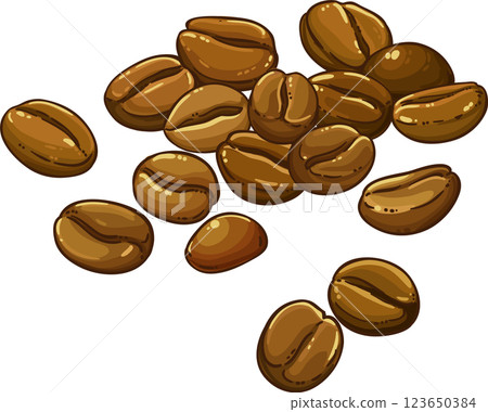 Coffee Seeds Colored Detailed Illustration. 123650384