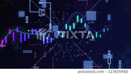 Financial data and stock market analysis image with graphs and charts 123650480