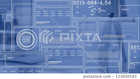 Image of digital data processing over office 123650583