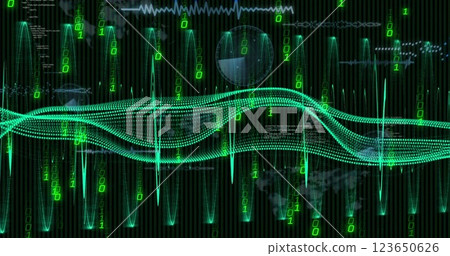 Image of data processing and diagrams over binary coding 123650626