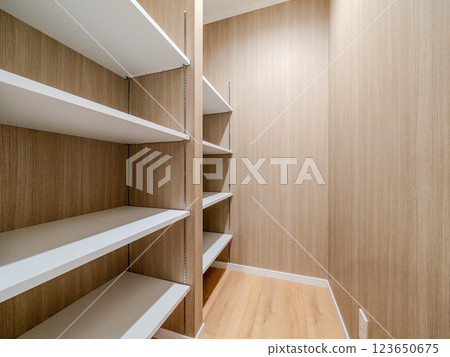 Wooden walk-in closet 123650675