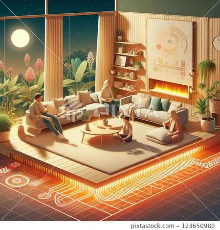 Floor heating keeps you warm 123650980