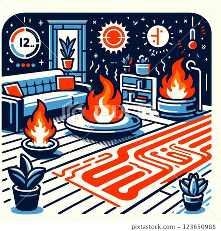 Floor heating keeps you warm Floor heating keeps you warm 123650988