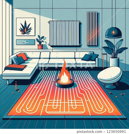 Floor heating keeps you warm Floor heating keeps you warm 123650991