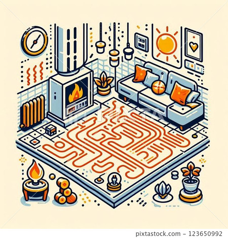 Floor heating keeps you warm Floor heating keeps you warm 123650992