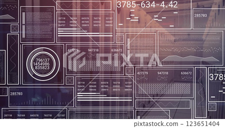 Image of screens with data processing over computer servers Image of screens with data processing over computer servers 123651404