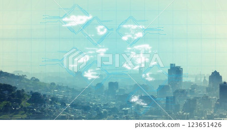 Image of security icons over cityscape Image of security icons over cityscape 123651426