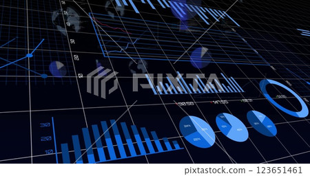 Image of financial data processing over dark background Image of financial data processing over dark background 123651461