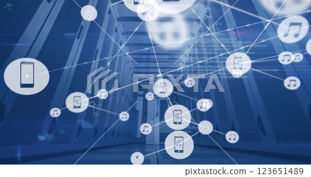 Image of network of connections over computer servers 123651489