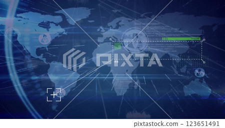 Image of network of connections over world map 123651491